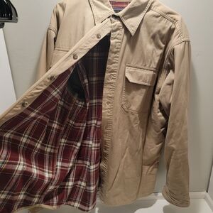 RedHead Khaki Shirt Jacket with Plaid Interior